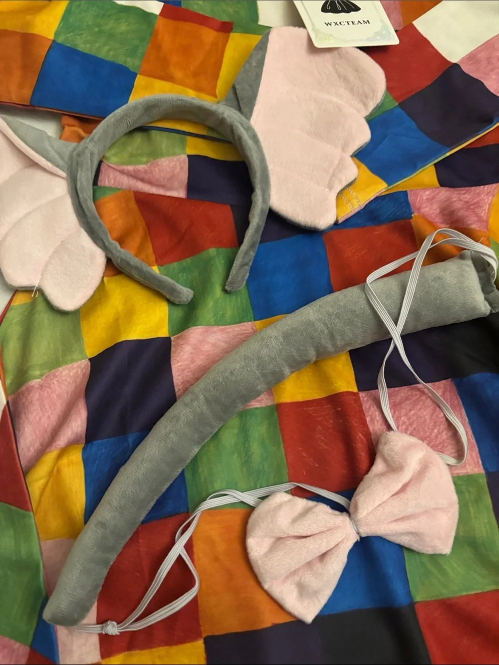 Elmer the  Patchwork elephant Costume Dress with Pink Accessories